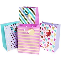 Medium Gift Bag- Hearts/Stripes 9in X 7in