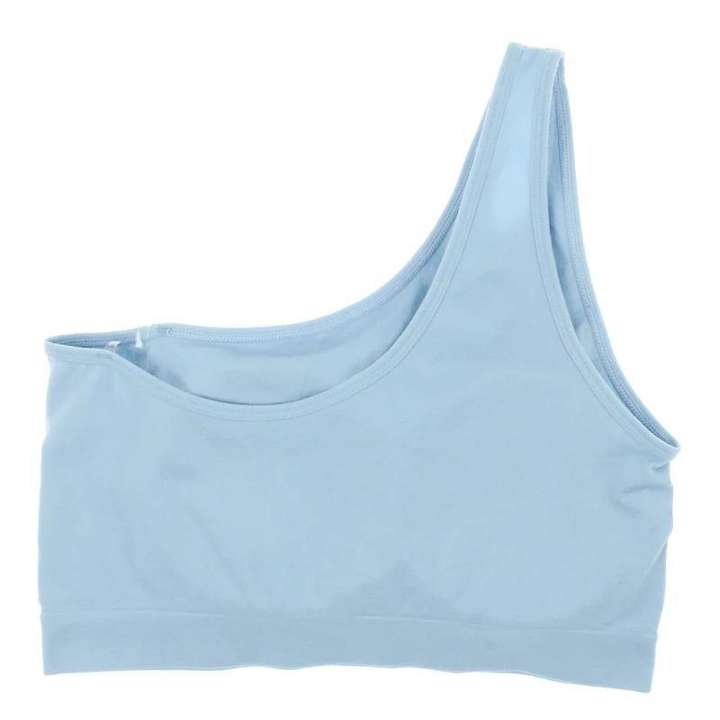 blue cutout one-shoulder sports bra - small