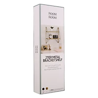 2-tier metal bracket wall shelf 13.6in