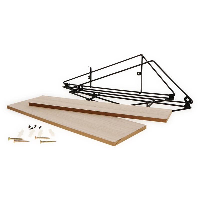 2-tier metal bracket wall shelf 13.6in