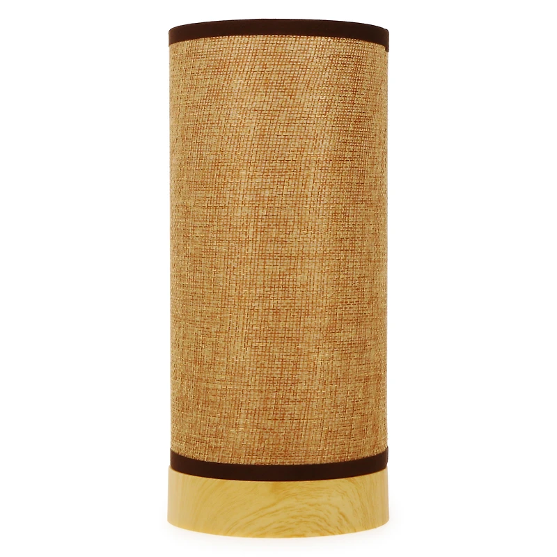 cordless wood & linen LED table lamp 9in - brown