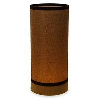 cordless wood & linen LED table lamp 9in - brown