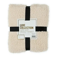 luxe collection super soft snuggly blanket, cream 50in x 60in