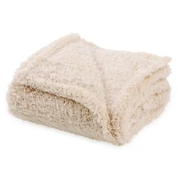 luxe collection super soft snuggly blanket, cream 50in x 60in
