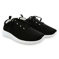 ladies black jersey fabric sneakers -large (8/9)