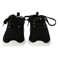 ladies black jersey fabric sneakers -large (8/9)