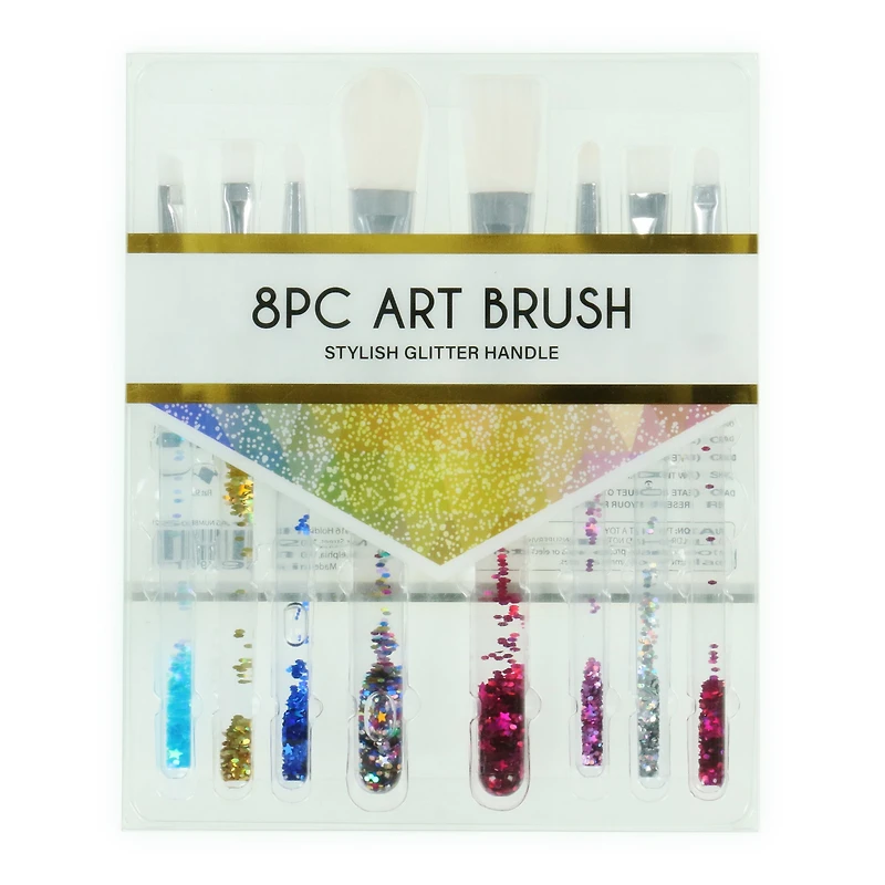 art paint brush set with glitter handles 8-piece