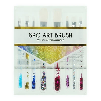 art paint brush set with glitter handles 8-piece