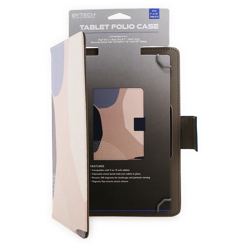 9in to 10in tablet folio case - black