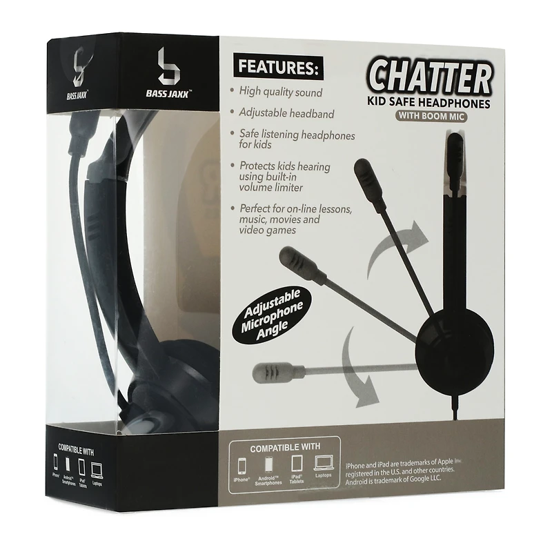 wired kid-safe headset with boom mic