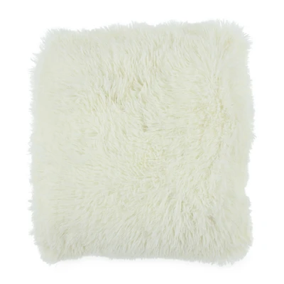 luxe high-pile faux fur throw pillow 16in