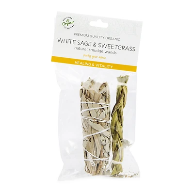 white sage & sweetgrass natural smudge wands