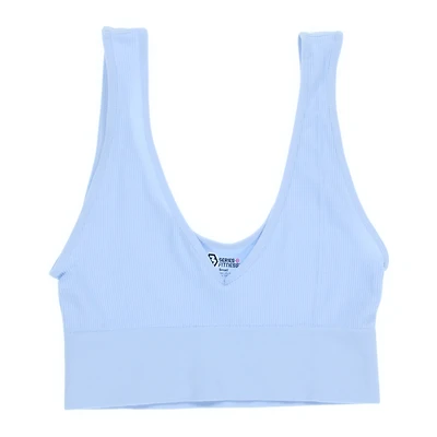 Blue V Neck Ribbed Bralette