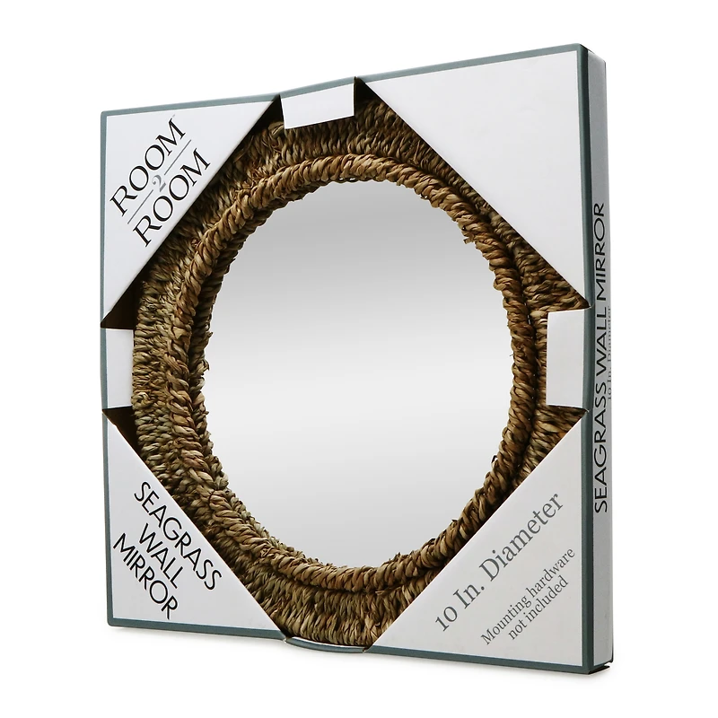seagrass framed wall mirror 10in