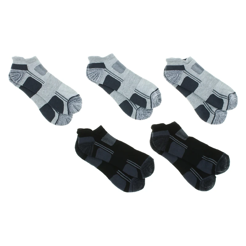 series-8 fitness™ men's low-cut performance socks 5-pack, gray & black