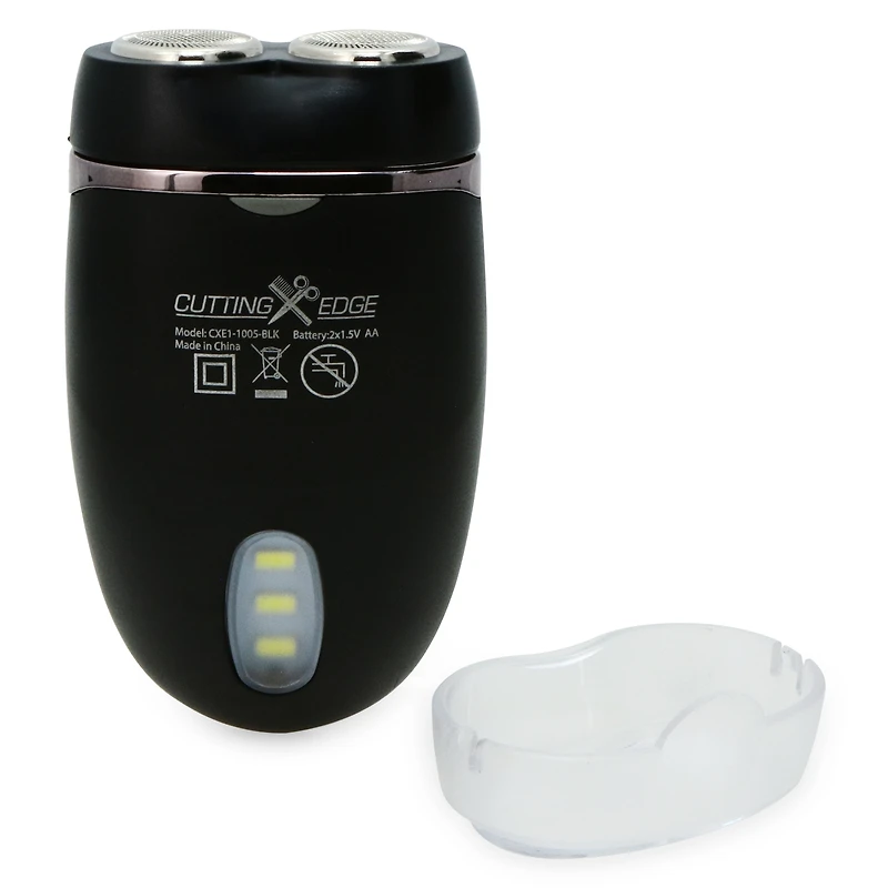 cutting edge dual rotary shaver, battery powered