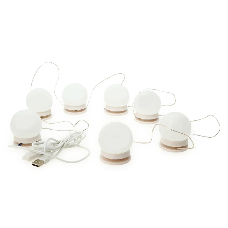 hollywood vanity LED globe string lights 7ft, usb-powered