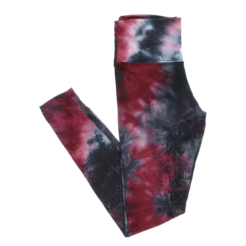 wine tie dye active leggings