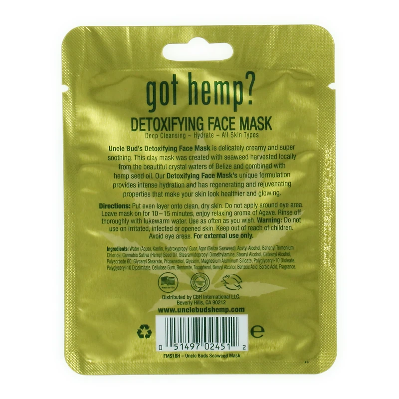 uncle bud's® belize seaweed + hemp seed oil detoxifying face mask