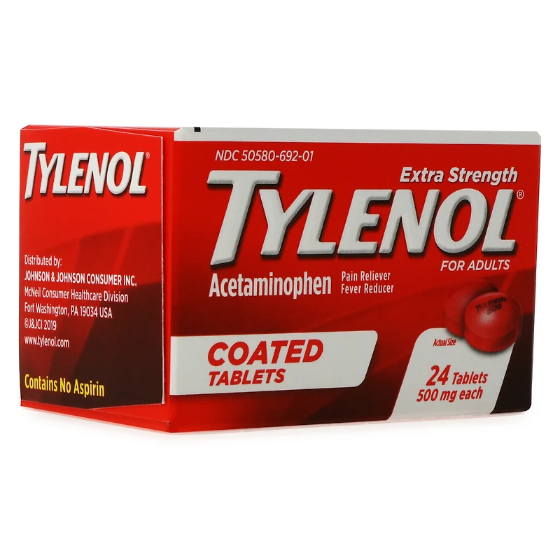 extra strength tylenol® acetaminophen 500mg, 24 coated tablets