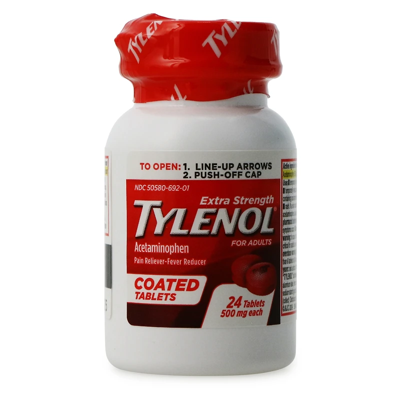 extra strength tylenol® acetaminophen 500mg, 24 coated tablets