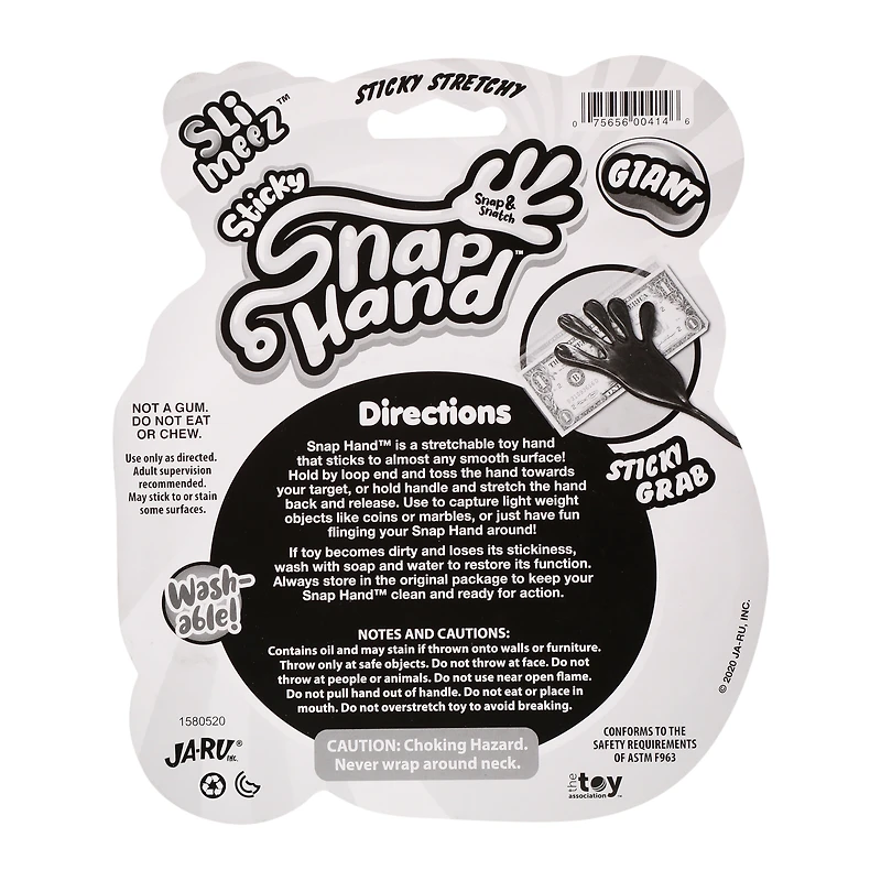giant snap hand;giant sticky hand;snap hand;sticky hand;flinging toys;fling toys;novelty toys;silly toys;fun toys for kids;cheap kids;five below;party favors