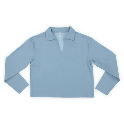 gray cropped polo sweatshirt - large