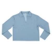 gray cropped polo sweatshirt - large