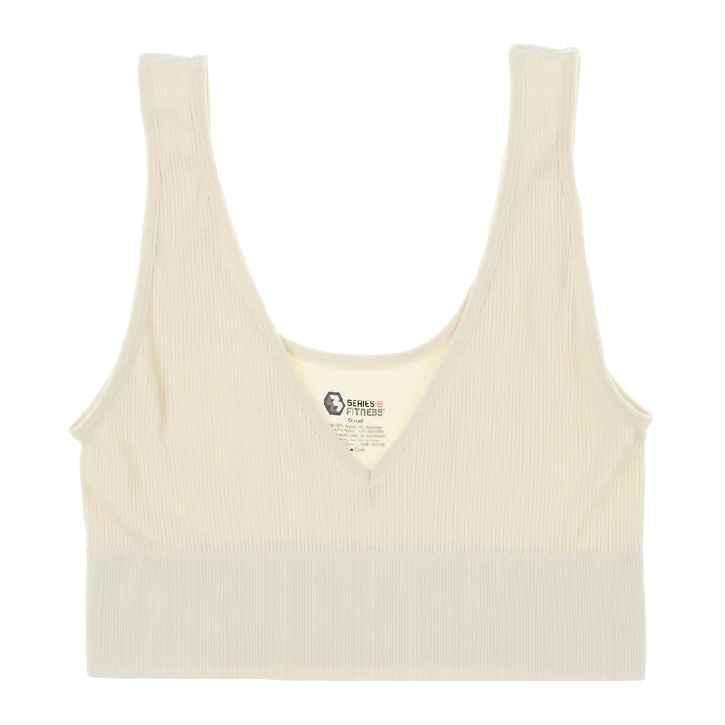 gray v neck ribbed bralette - small