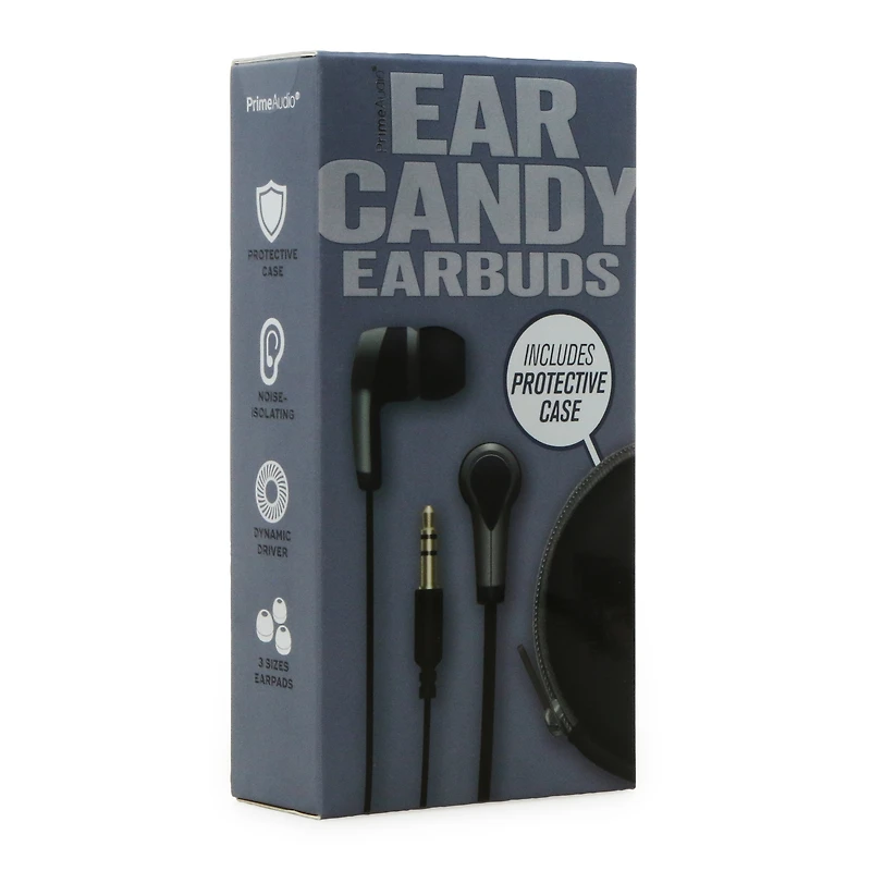 prime audio® noise isolating wired earbuds - black