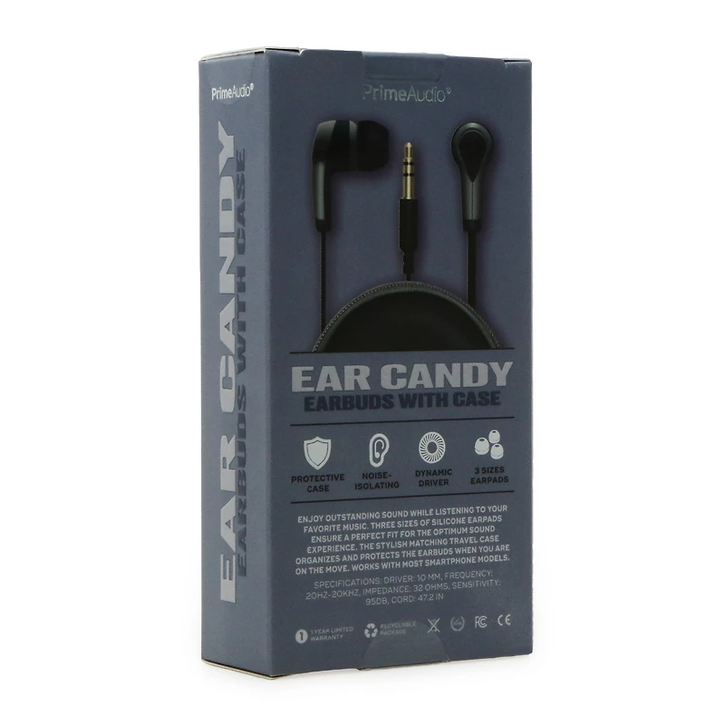 prime audio® noise isolating wired earbuds - black