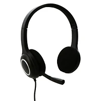 executive wired stereo headset with boom mic