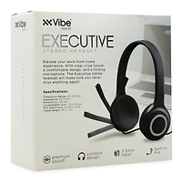 executive wired stereo headset with boom mic