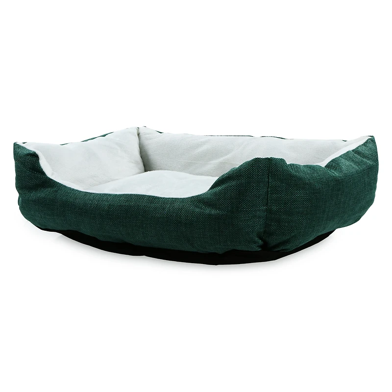 green burlap cuddler pet bed 20in x 14in