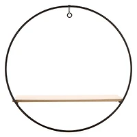 round metal & wood shelf 12in