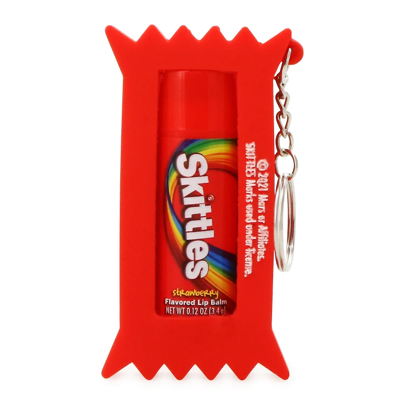 skittles® strawberry flavored lip balm & keychain