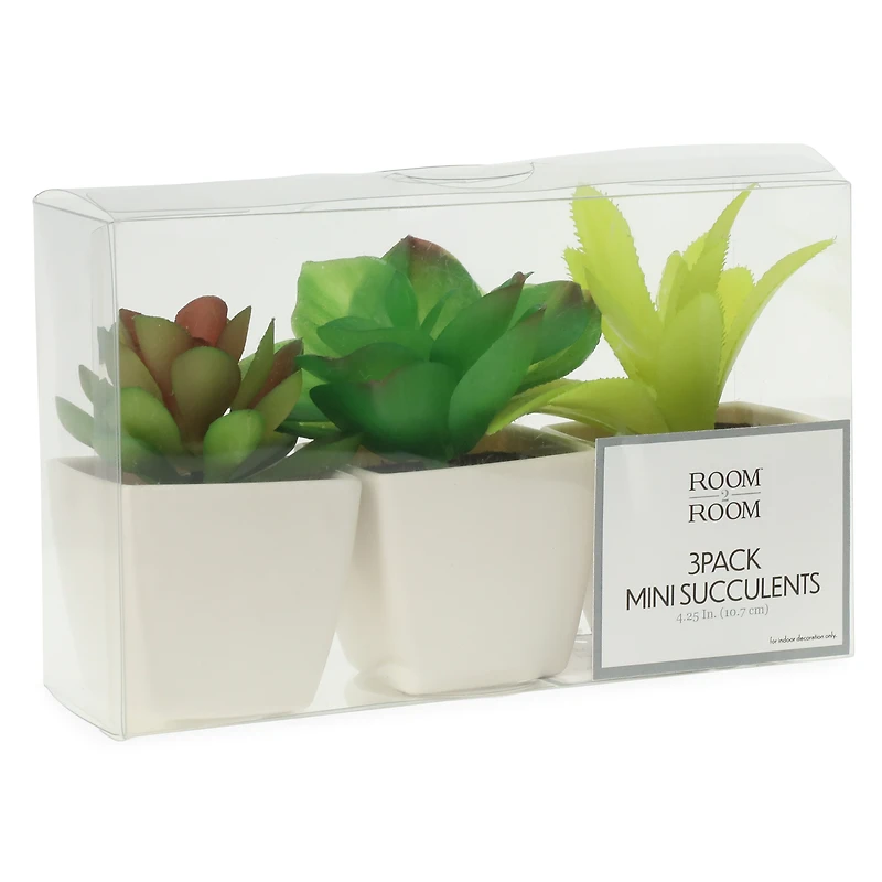 3-count mini faux succulent plants