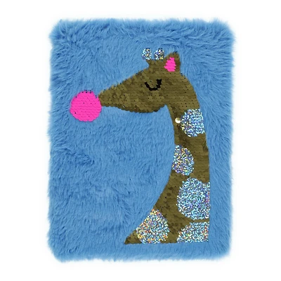 sequin giraffe with bubble gum plush journal