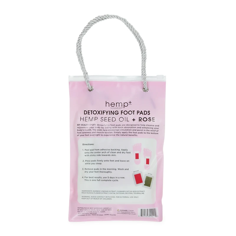 hemp+ detoxifying foot pads with rose, 5 pairs