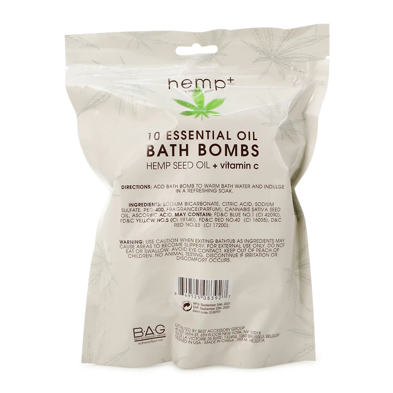 hemp seed oil + vitamin C bath bombs 10-count