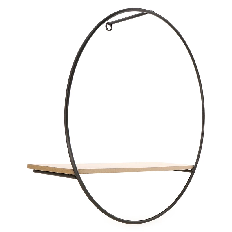 round metal & wood shelf 12in