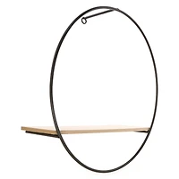 round metal & wood shelf 12in