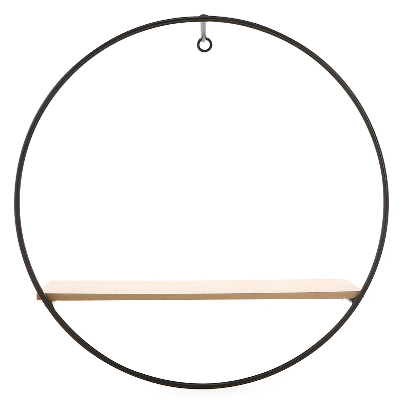round metal & wood shelf 12in