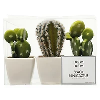 3-count mini faux cactus plants