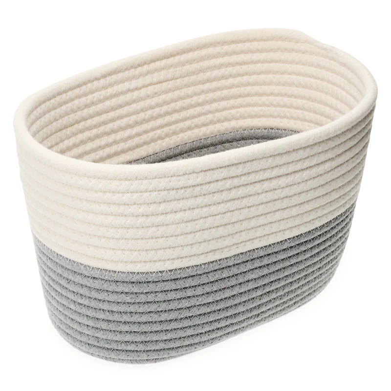 gray coiled rope storage bin 12in x 8in