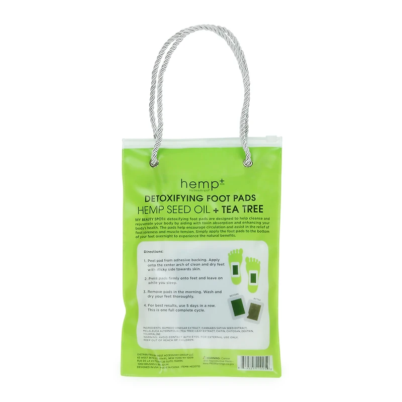 hemp+ detoxifying foot pads with tea tree oil, 5 pairs
