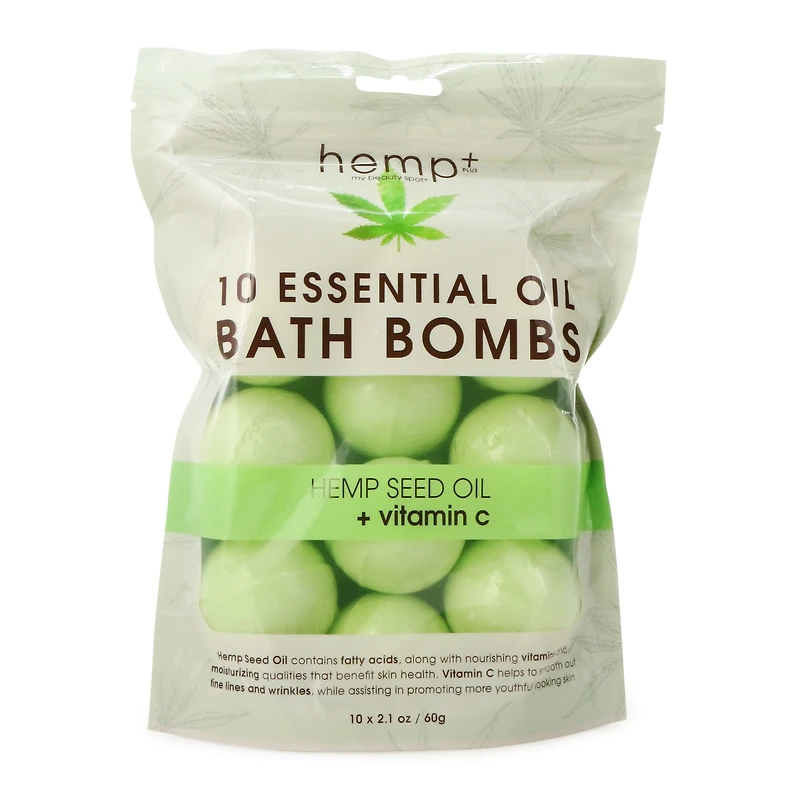 hemp seed oil + vitamin C bath bombs 10-count
