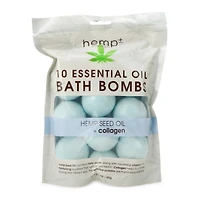 hemp seed oil + collagen bath bombs 10-count
