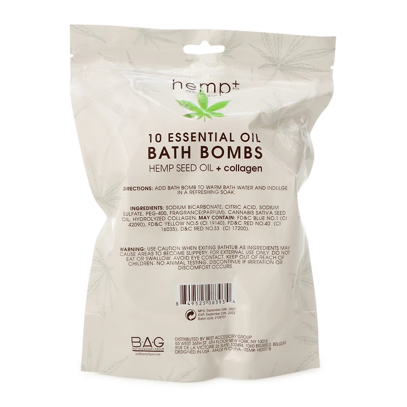 hemp seed oil + collagen bath bombs 10-count