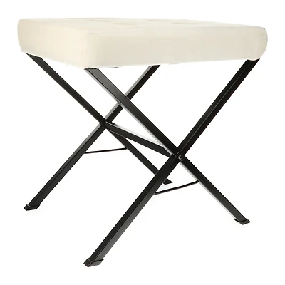 tufted x-frame stool 15.5in